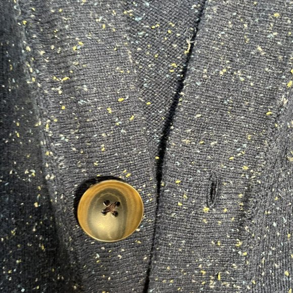 J Jill Cardigan Womens Medium Blue Speckled Duster One Button Botanical Boho - Picture 4 of 10